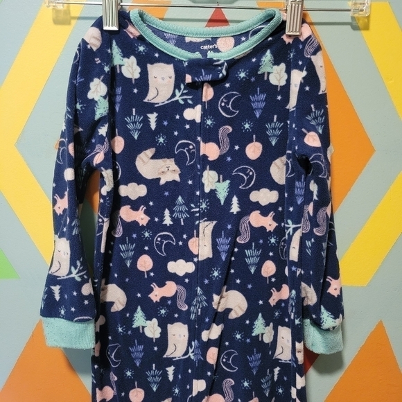 Carter's Girl's Footie Pajamas Blue Winter Wonderland Side Zip Size 4T - Picture 2 of 7